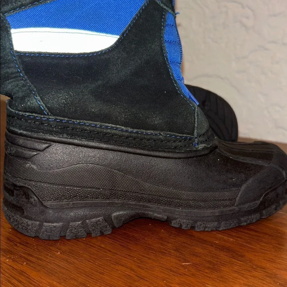 Kid’s Totes Black and Blue Winter Leather Snow Boots Unisex Size 12